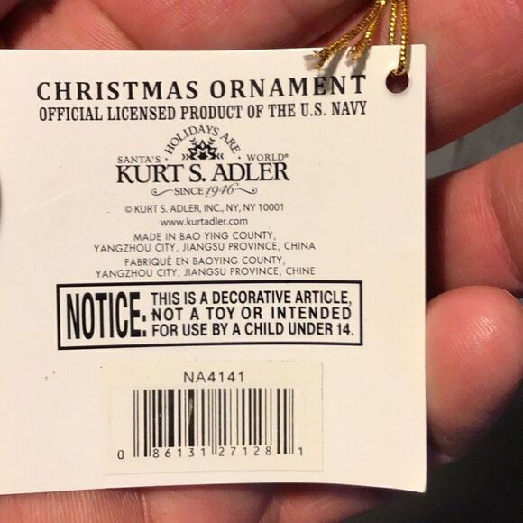 Ornament authorized U.S. Navy ornament by Kurt Adler - Picture 5 of 5